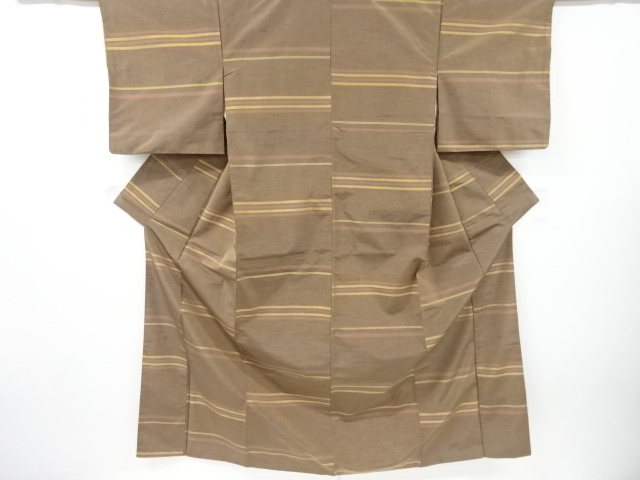 JAPANESE KIMONO / ANTIQUE KIMONO / SILK / FUSHI TSUMUGI / WOVEN STRIPE